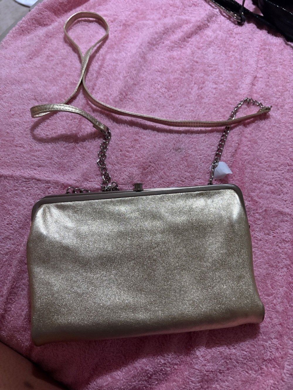 Gold Evening Clutch Bag with Chain Strap